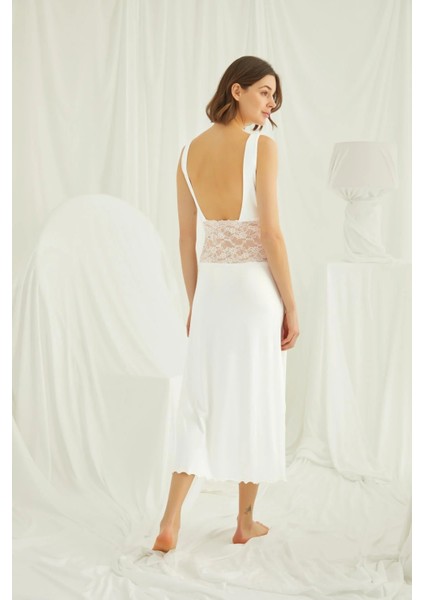 Monamise Göğüs ve Sırt Dekolteli Dantelli Yırtmaçlı Gecelik fiyatları