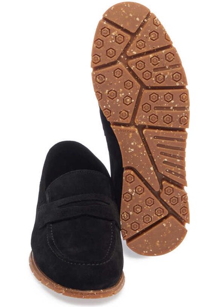 Siyah Hakiki Süet Deri Erkek Loafer - E24I1AY56588-A01