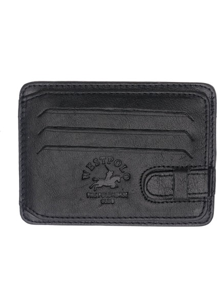 Hakiki Deri Kuşaklı Unisex Kartlık - Siyah fırsatları