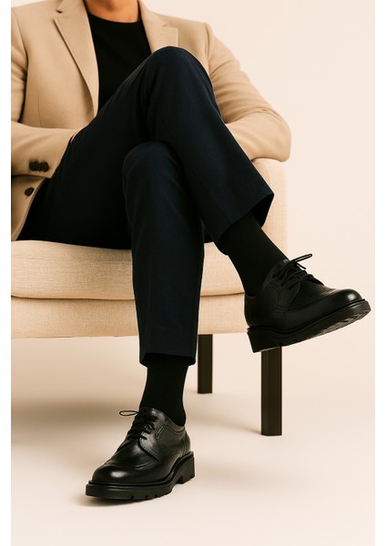 GR0404 Hakiki Deri Italyan Tarz Tasarım Eva Yüksek Taban Koku Yapmaz Siyah Spor Klasik Ayakkabı fiyatları