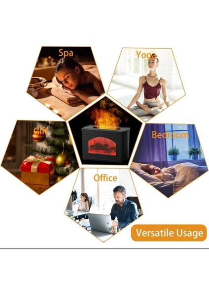 3D Şömine Hava Nemlendirici 240 ml Ateş Görünümlü Nemlendirici Difüzör Buhar Makinesi fırsatları