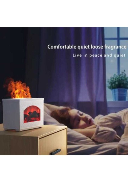 3D Şömine Hava Nemlendirici 240 ml Ateş Görünümlü Nemlendirici Difüzör Buhar Makinesi