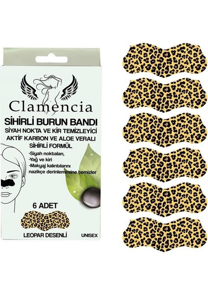 Aktif Karbon Burun Bandı Leopar Desenli 6'lı