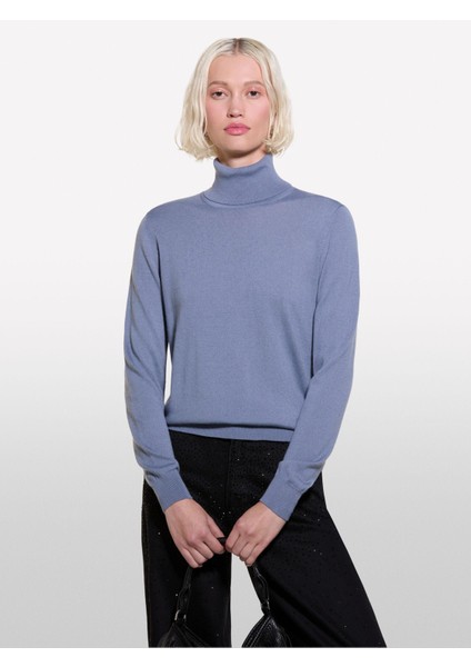 Kdn_yün Karışımlı Regular Fit Dik Yaka Kazak Kadın Demir Mavisi Kazak - 324A11BAM201C fırsatları