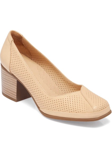 Bej Hakiki Deri Kadın Topuklu Ayakkabı - K24I1AY67104-A25 indirimleri