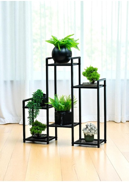 Dekoratif Metal 6 Raflı Saksılık Katlı Dikey Saksı Standı Çiçeklik Bahçe ve Balkon Dekoru Garden