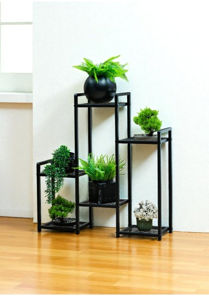 Dekoratif Metal 6 Raflı Saksılık Katlı Dikey Saksı Standı Çiçeklik Bahçe ve Balkon Dekoru Garden