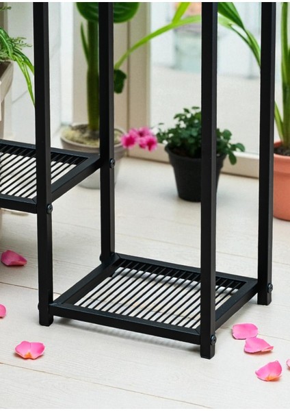 Dekoratif Metal 6 Raflı Saksılık Katlı Dikey Saksı Standı Çiçeklik Bahçe ve Balkon Dekoru Garden