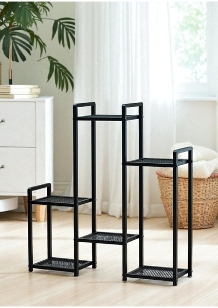 Dekoratif Metal 6 Raflı Saksılık Katlı Dikey Saksı Standı Çiçeklik Bahçe ve Balkon Dekoru Garden