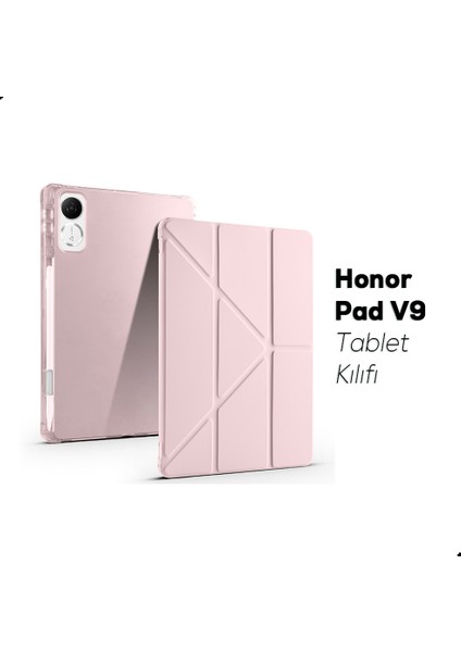Honor Pad V9 Uyumlu Kılıf Üçe Katlanan Kalem Bölmeli Standlı Tablet Kılıfı Uyandırma Özellikli