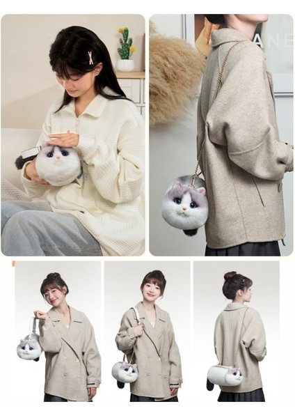 Bear & Deer Pelüş Kedi Şeklinde El Çantası – Kirli Beyaz - BD-CAT003 modelleri