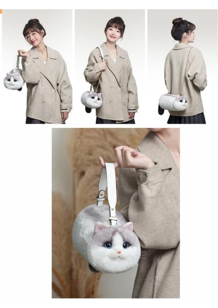 Bear & Deer Pelüş Kedi Şeklinde El Çantası – Kirli Beyaz - BD-CAT003 indirimleri