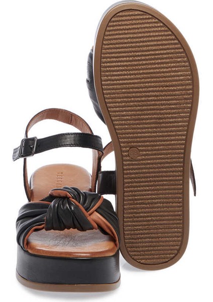 Siyah Hakiki Deri Kadın Sandalet - K24Y1SN67112-A23