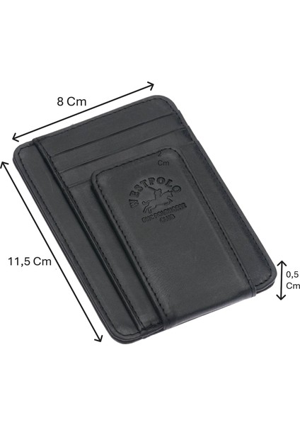 Hakiki Eskitme Deri Mıknatıslı Unisex Kartlık - Antrasit