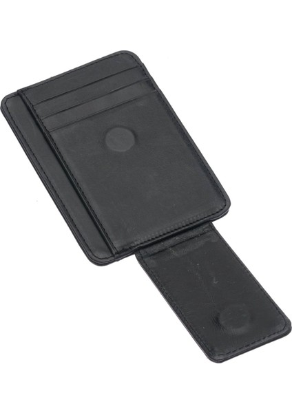 Hakiki Eskitme Deri Mıknatıslı Unisex Kartlık - Antrasit fırsatları