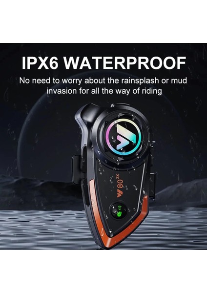 Yeni Model Y80-2X Motosiklet Intercom 2 Kişilik Bağlantı Rgb Işıklı Bluetooth Kulaklık Seti ( Lisinya ) indirimleri