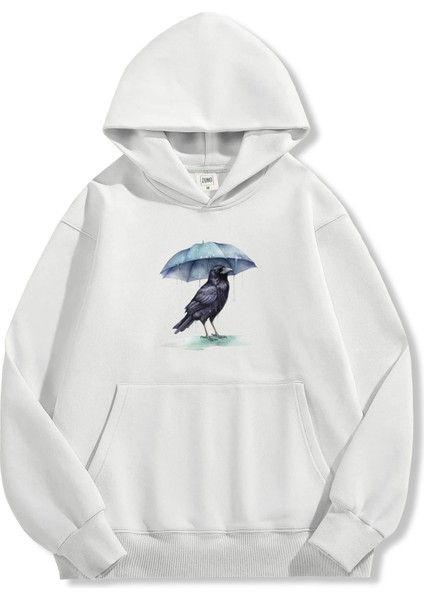 Unisex Sweatshirt Oversize Hoodie Raven With Umbrella fırsatları