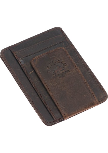 Hakiki Eskitme Deri Mıknatıslı Unisex Kartlık - G6 Kahverengi modelleri