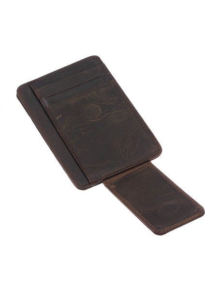 Hakiki Eskitme Deri Mıknatıslı Unisex Kartlık - G6 Kahverengi fırsatları