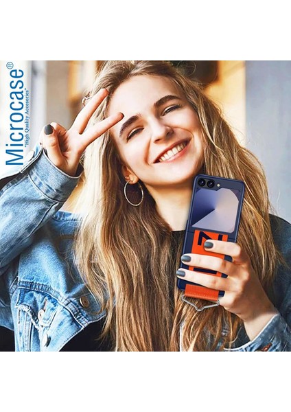 Samsung Galaxy Z Flip 7 Fe/ Z Flip 6 Parmak Tutuculu Kayış Askılı Plastik Kılıf - AL3007