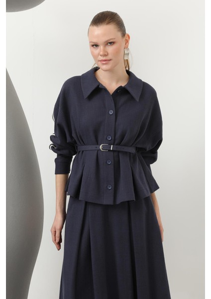 Kadın Beli Kemerli Etekli Takım - 14314TKS - Brown