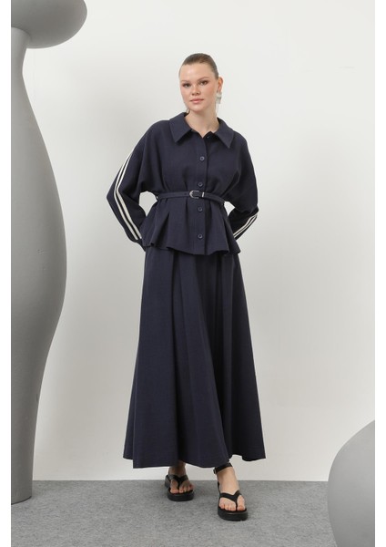 Kadın Beli Kemerli Etekli Takım - 14314TKS - Brown fiyatları