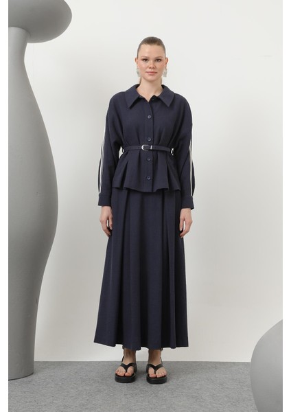 Kadın Beli Kemerli Etekli Takım - 14314TKS - Brown fırsatları