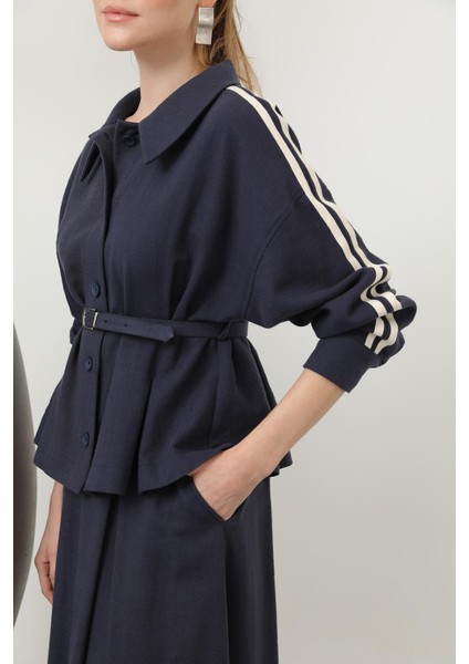 Kadın Beli Kemerli Etekli Takım - 14314TKS - Brown