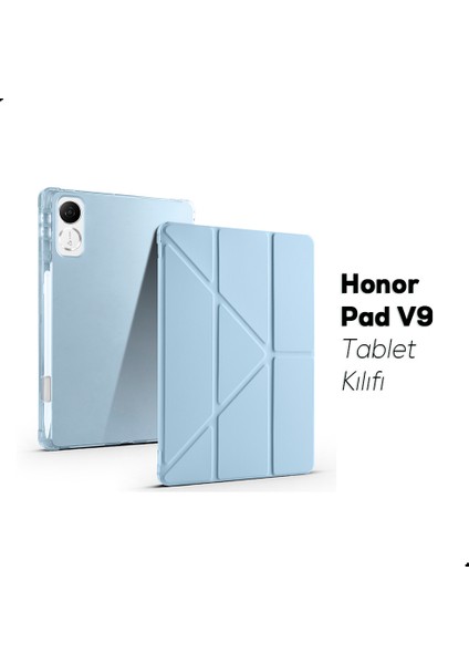 Honor Pad V9 Uyumlu Kılıf Üçe Katlanan Kalem Bölmeli Standlı Tablet Kılıfı Uyandırma Özellikli