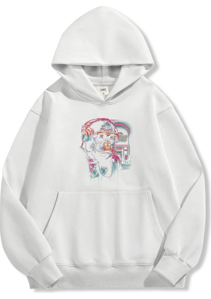 Unisex Sweatshirt Oversize Hoodie Neon Gorilla Dj fırsatları