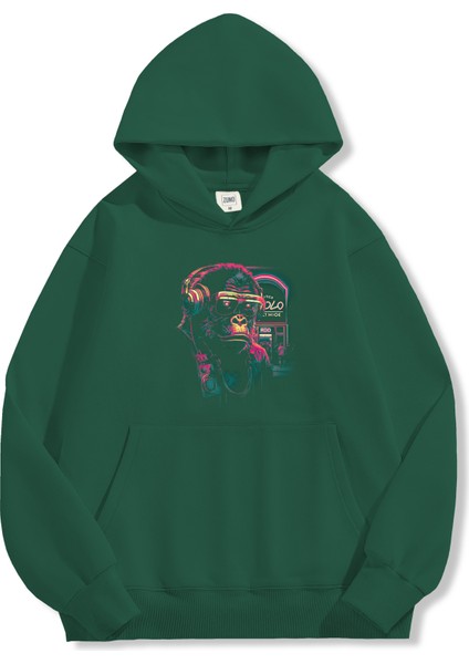 Unisex Sweatshirt Oversize Hoodie Neon Gorilla Dj fırsatları