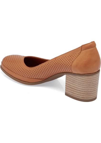 Taba Hakiki Deri Kadın Topuklu Ayakkabı - K24I1AY67104-A29