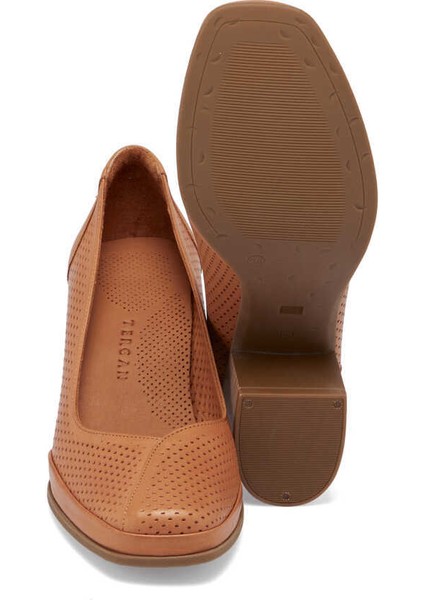 Taba Hakiki Deri Kadın Topuklu Ayakkabı - K24I1AY67104-A29