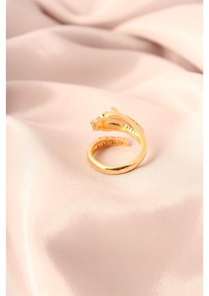 Gold Renk Metal Zirkon Taşlı Kaplan Model Ayarlanabilir Kadın Yüzük - Lisinya fiyatları