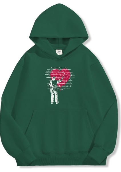 Unisex Sweatshirt Oversize Hoodie Heart Painter fırsatları