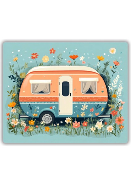Çiçekli Karavan Baskılı Mouse Pad 18X22 cm