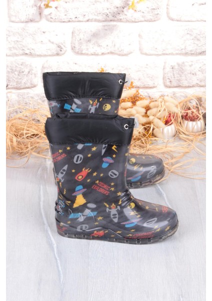 7061 Siyah Füze Içi Peluşlu Su Geçirmez Erkek Çocuk Kar Yağmur Çizmesi fiyatları