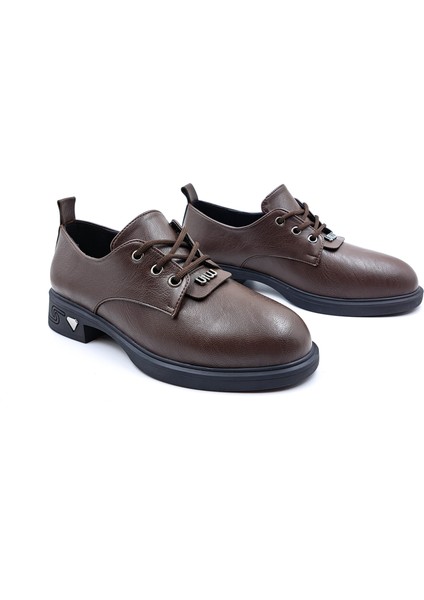 T6095 Bağcıklı Oxford Tarz Günlük Kahverengi Kadın Ayakkabı