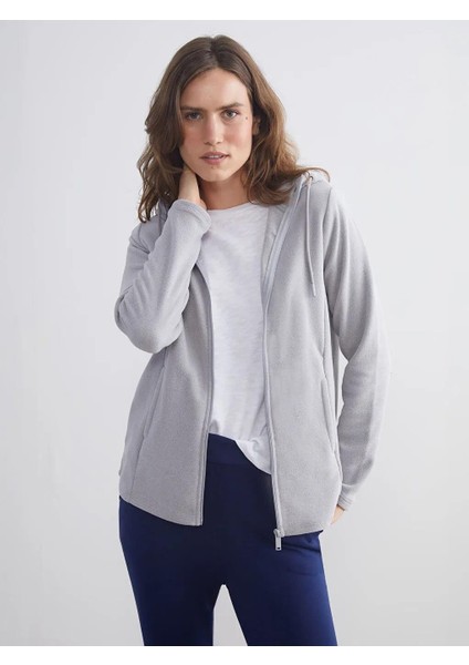 Kapüşonlu Polar Kadın Fermuarlı Sweatshirt (W5)