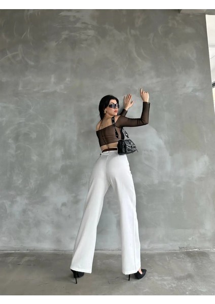 Beli Kemerli Keten Pantolon