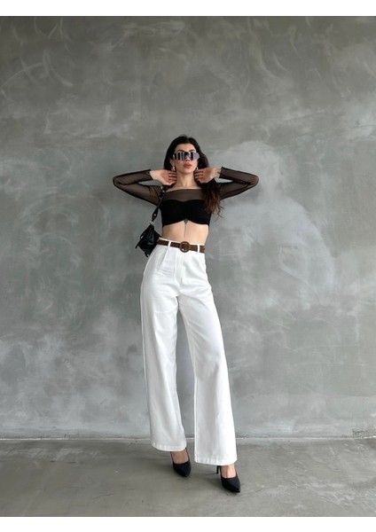 Beli Kemerli Keten Pantolon