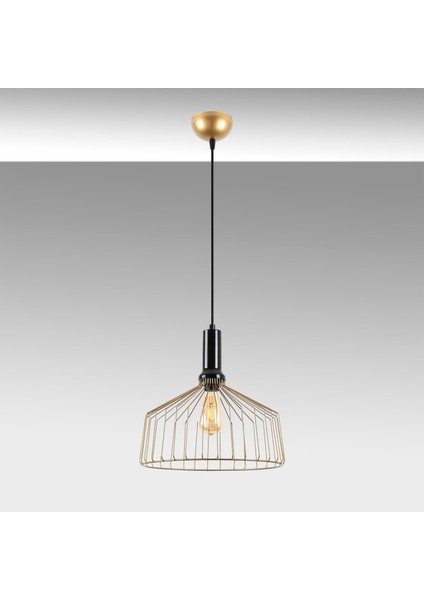 Dear Tekli Tel Sarkıt Avize Parlak Gold, Modern Dekoratif Metal Lamba DEAR-11201