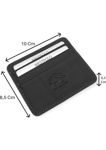 Unisex Süper Slim Para Bölmeli Hakiki Deri Ince Kartlık Cüzdan 6 Bölmeli - Koyu Gri