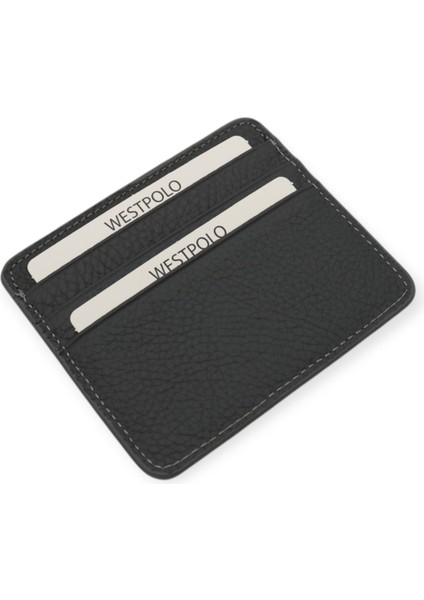 Unisex Süper Slim Para Bölmeli Hakiki Deri Ince Kartlık Cüzdan 6 Bölmeli - Koyu Gri modelleri