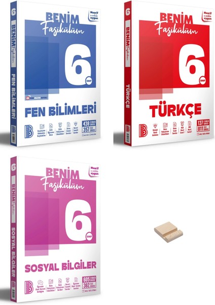 6. Sınıf Benim Fasikülüm Fen Bilimleri Türkçe ve Sosyal Bilgiler 3lü Set + Telefon Standı