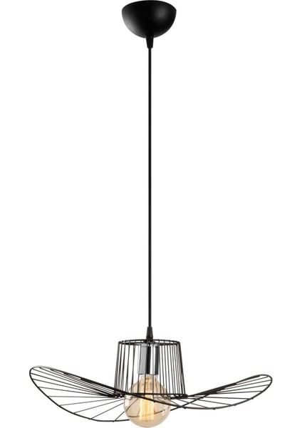 Fötr Şapka Model Tekli Tel Sarkıt Avize Siyah, Dekoratif Metal Lamba FOTRTEL-L-6721 fiyatları