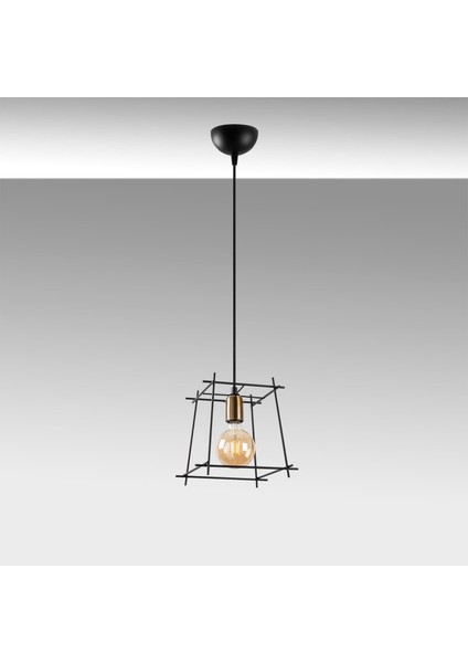 Coman Tekli Tel Sarkıt Avize Siyah, Modern Dekoratif Metal Lamba COMAN-11270 modelleri
