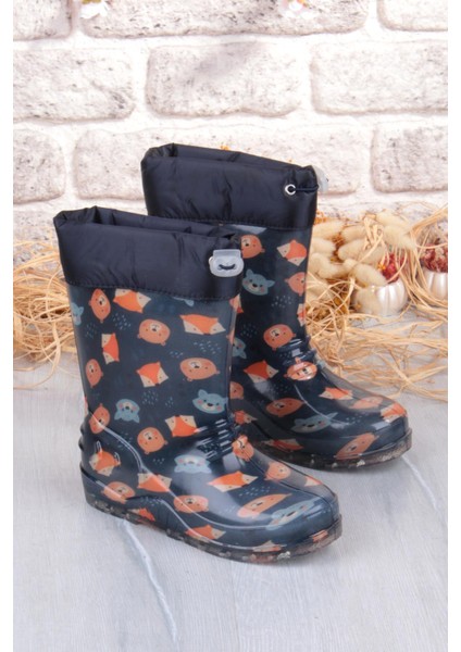 7061 Yogi Figürlü Içi Peluşlu Su Geçirmez Erkek Çocuk Kar Yağmur Çizmesi