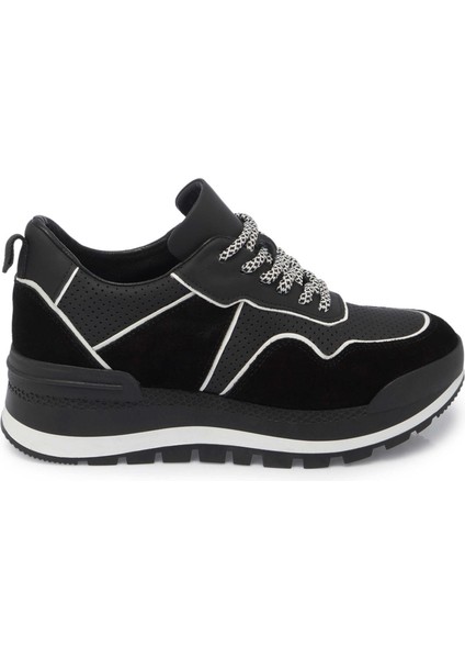 Siyah Hakiki Deri Kadın Sneaker - K24I1AY67120-W19