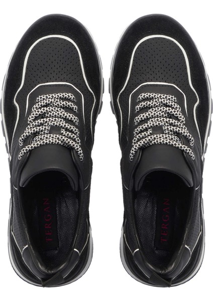 Siyah Hakiki Deri Kadın Sneaker - K24I1AY67120-W19